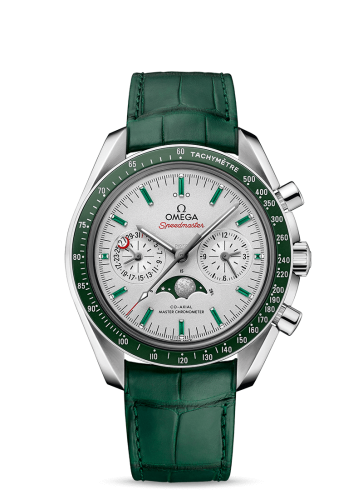 Omega Speedmaster Moonphase Chronograph Master Chronometer Platinum / Silver / Emerald